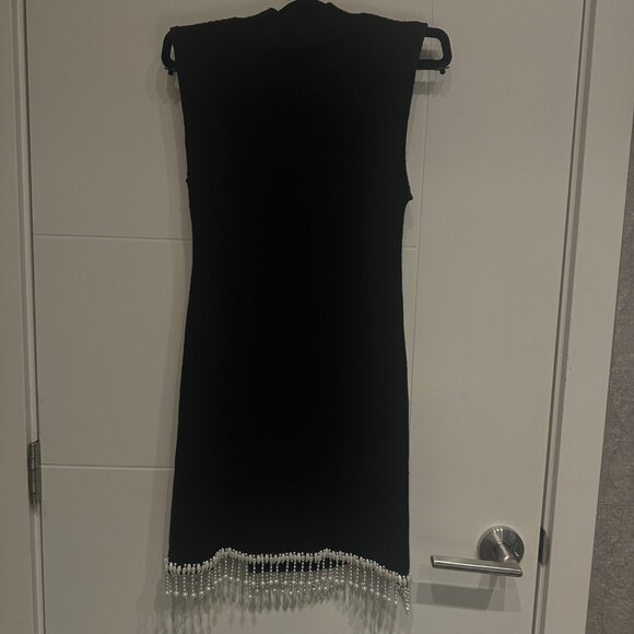 Zara Beaded Hem Black Mini Dress - Picture 2 of 4